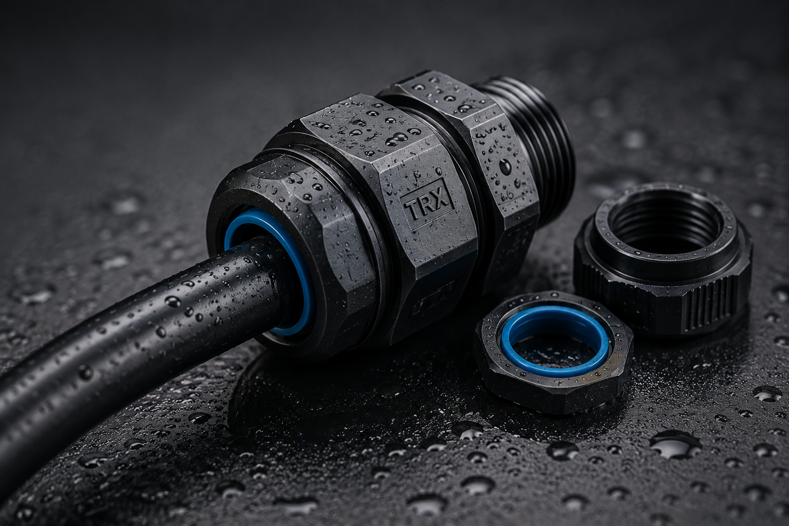 TRX IP68 cable gland with sealing rings, wet