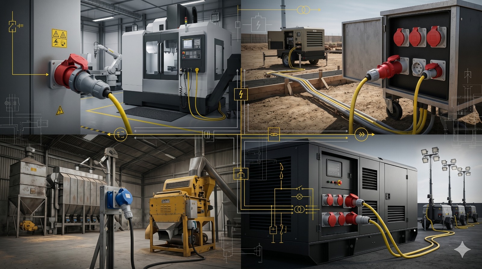 TRX industrial plug and socket selection — colour-coded IEC 60309 range
