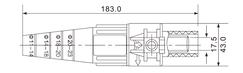 CAMLOCK INDUSTRIAL SINGLE POLE POWER PLUG 400A 600V — dimensional drawing