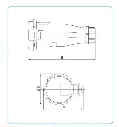 SOCKET POWER  INDUSTRIAL 3P/4P/5P  16A/32A CEE — dimensional drawing