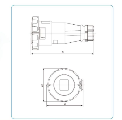 SOCKET POWER  INDUSTRIAL 3P/4P/5P 63A CEE — dimensional drawing