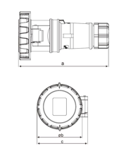 SOCKET POWER  INDUSTRIAL 3P/4P/5P  16A/32A CEE — dimensional drawing