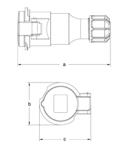 SOCKET POWER  INDUSTRIAL 3P/4P/5P 32A CEE — dimensional drawing